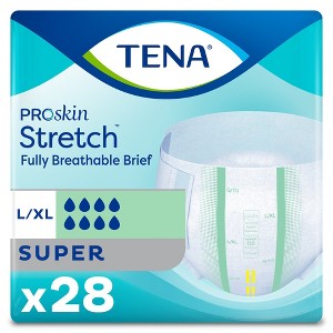 TENA Stretch Super Incontinence Briefs, Heavy Absorbency, Unisex, Large/XL, 28 Count, 2 Packs, 56 Total - 1 of 4