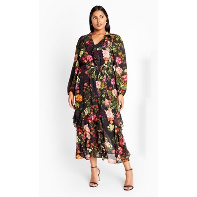 Women's Plus Size Bridgette Print Maxi Dress - black | CITY CHIC