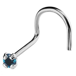 Jewelry Avalanche 22G 14K Gold Nose Screw Nose Stud with Blue Diamond - 1 of 2
