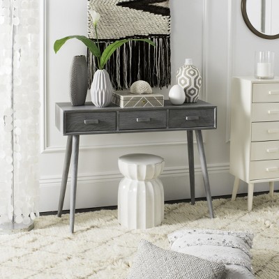 Slate Grey Pine Wood 3-Drawer Console Table