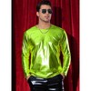 INSPIRE CHIC Men's Round Neck Long Sleeves Shining Disco Metallic T-Shirt - 2 of 4