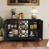 FONTOI Sideboard Cabinet with 3 Mirror Doors, Buffet Cabinet with Storage for Living Room, Entryway, Black, 14.05"*31.49"*47.24" - 2 of 4