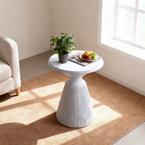 MOEPISY Modern Small Round Side Table for Outside, Tree Stump Garden Stool Drum Table indoor and Outdoor - 1 of 4