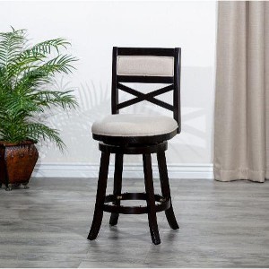 CAVINAS 24" Counter Height X-Back Chair, Swivel Stool, Bistro Chairs, Swivel Dining Chair, Fabric Seat - 1 of 4