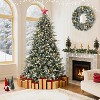 Snow Flocked Christmas Tree with 300 Warm Lights-8 Modes, Prelit Christmas Trees with Pine Cone & Gloves - 2 of 4