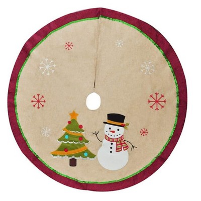 Joiedomi Burlap Christmas Tree Skirt (Snowman Tree) 48"