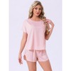 INSPIRE CHIC Womens Satin Silky Pajama Set Short Sleeve Round Neck Top Slit Shorts Sleepwear - 2 of 4