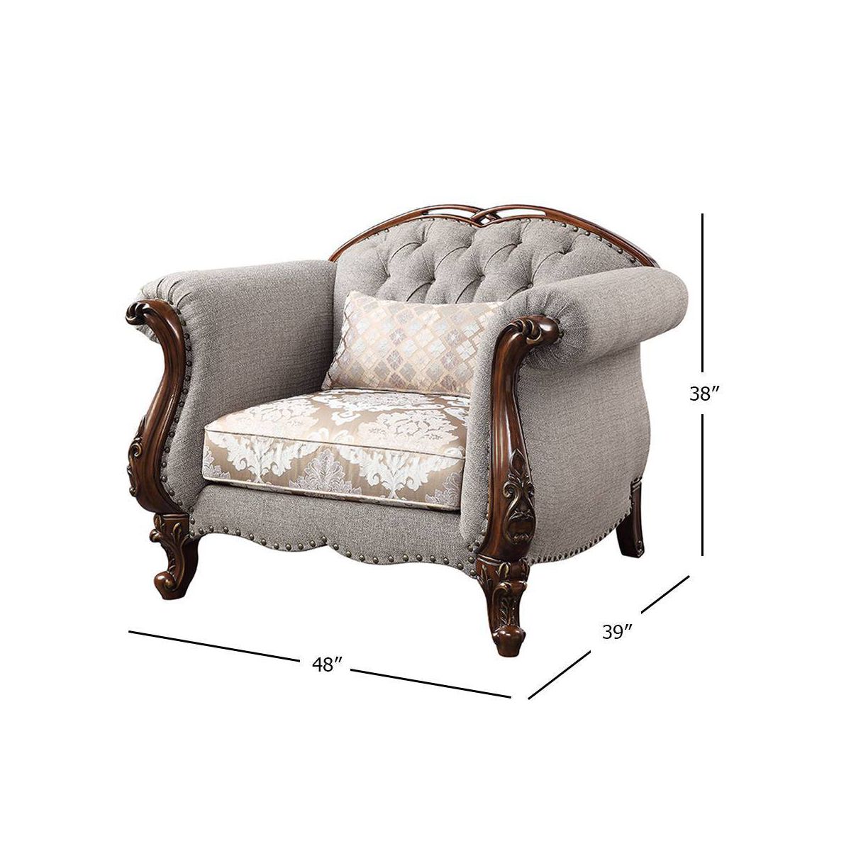 48" Miyeon Fabric Chair Cherry - Acme Furniture - thumbnail 8