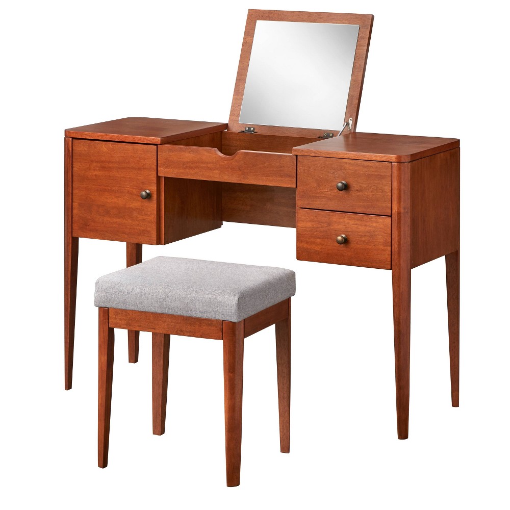 Lifestorey Parc Vanity Desk with Stool Oak