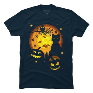 Men's Design By Humans Halloween Kitty By artizan16 T-Shirt - 1 of 4