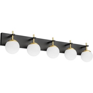 Runesay Mid Century Modern Vanity Lights - 5-Light Milky Glass Globe Modern Bathroom Vanity Lights Over Long Mirror - 1 of 4