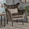 TiramisuBest Almond Button-Tufted Accent Armchair – Mid-Century Modern Lounge Chair with Oak Wood Legs & Granular Plush Fabric - 3 of 4