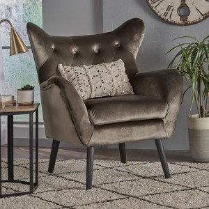 TOAOTBNBO Solid Wood Accent Chair with High Back, Contemporary Armchair with High Density foam Upholstered Chair Comfy Lounge Chair for Bedroom - 1 of 4