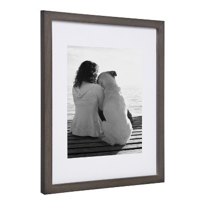 Gray Wood Wall Frame Set with White Mat, 11x14 matted to 8x10, Pack of 4