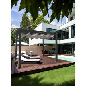 10x10 FT Modern Aluminum Pergola with Adjustable Canopy – Outdoor Shade Structure with Stable 4-Sided Base for Backyard, Deck, or Lawn - 1 of 4
