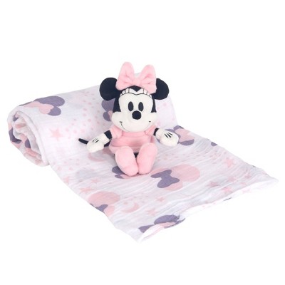 Lambs & Ivy Disney Baby Minnie Mouse Swaddle Blanket & Plush Infant Gift Set - 2pk