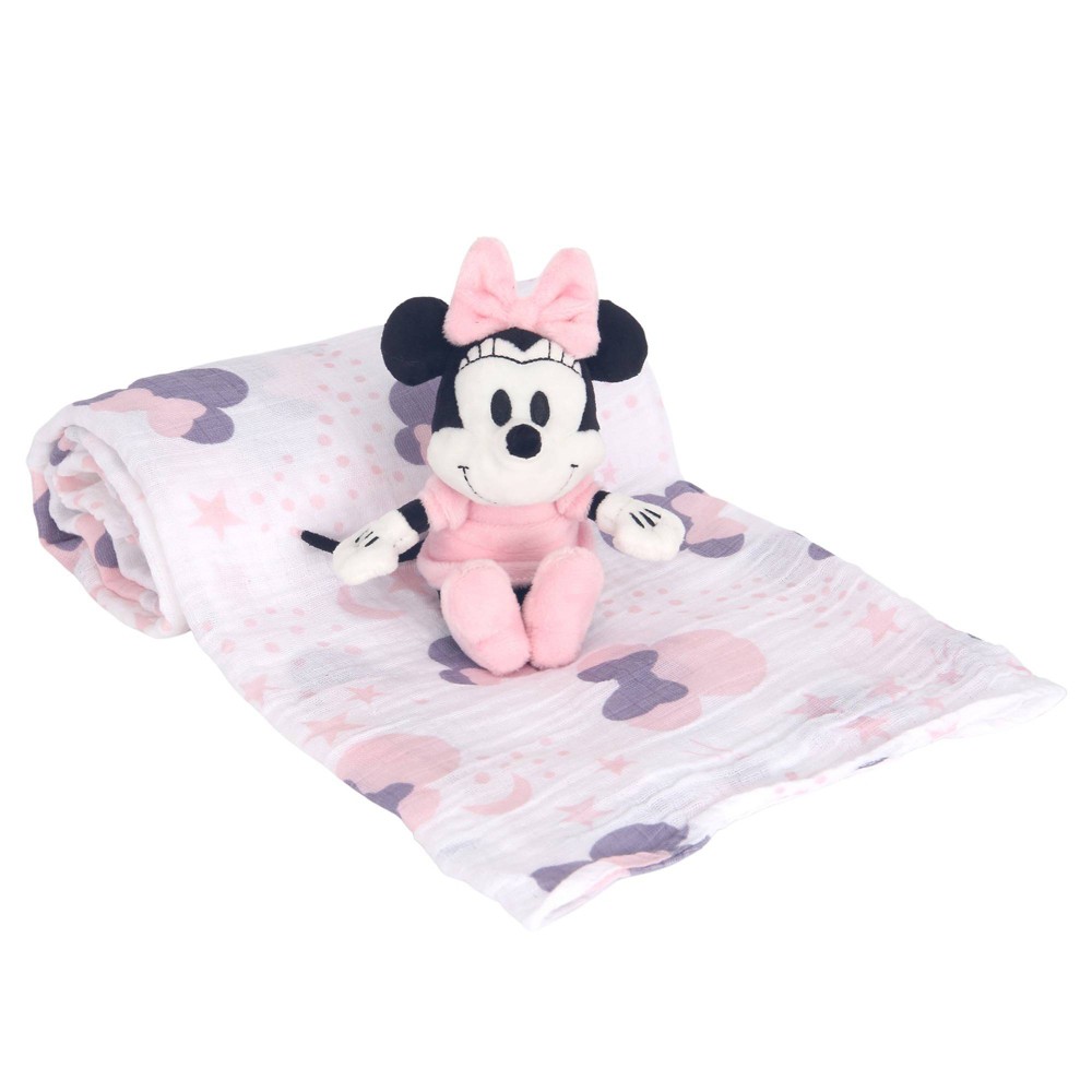 Lambs & Ivy Disney Baby Minnie Mouse Swaddle Blanket & Plush Infant Gift Set - 2pk -  83607384