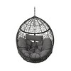 Rattan Hanging Basket Chair with Water Resistant Cushion,Outdoor Swing Chair with Metal Frame,Egg Chair for Patio or Garden-Cuddlewood - 3 of 4