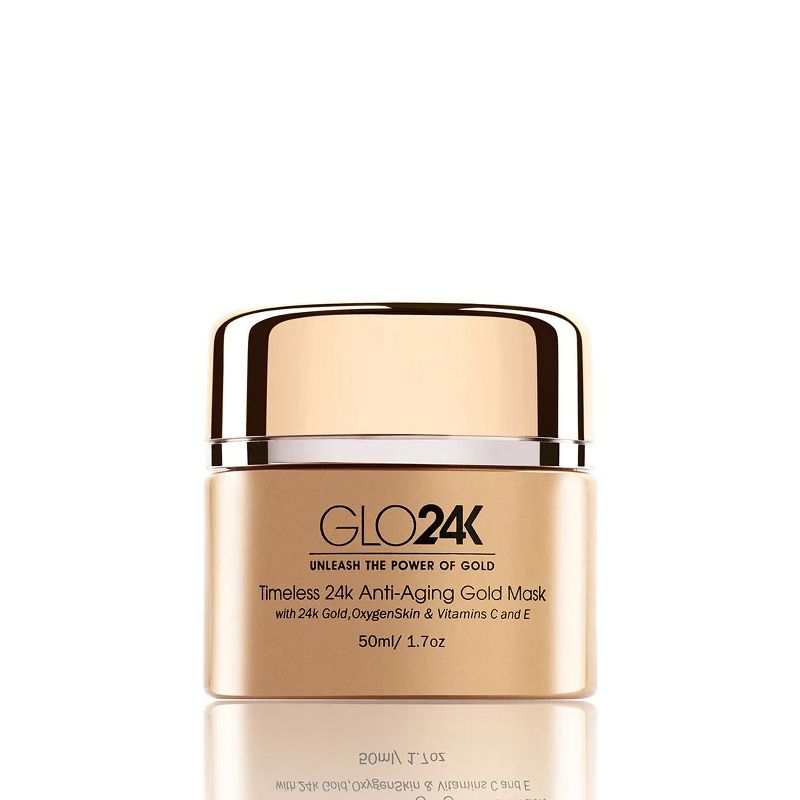 GLO24K Timeless Nourishing Gold Mask With 24k Gold, OxygenSkin, & Vitamins C,E Potent Formula For Radiant Skin - Made In The USA, 2 of 7