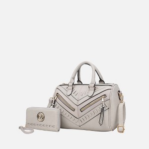 MKF Collection Lara Women’s Satchel Bag – Stylish and Spacious Handbag with Matching Wallet – by Mia K- Light Grey - 1 of 4