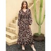 Women's Bohemian Floral Print Maxi Dress - V-Neck Long Sleeve Wedding Guest Gown, Flowy Beach Dress - 2 of 4