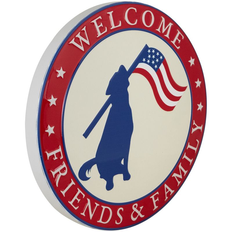 Northlight Welcome Friends and Family Patriotic Dog Metal Wall Sign - 13.75", 4 of 8