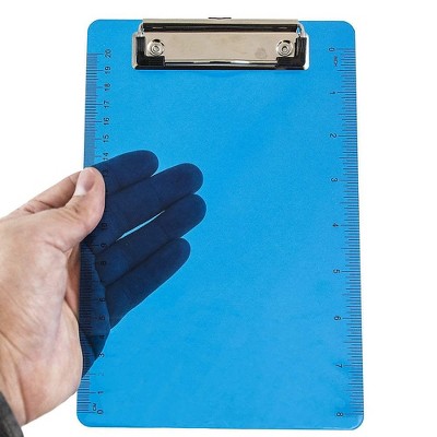 JAM Paper Small Plastic Memo Clipboards Mini 6 x 9 Blue Clip Boards 12/Pack 331CPMBUA