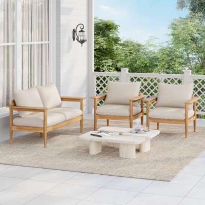 3-Piece Patio Conversation Set with Loveseat & 2 Chairs,Cushioned Outdoor Seating,Patio Furniture for Garden, Balcony, or Deck – Maison Boucle