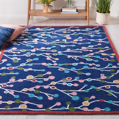 Handmade Blue Floral Wool Tufted Area Rug
