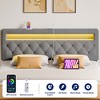 Greenstell Upholstered Headboard with LED  Lights & Charging Station, Modern Fabric Headboard for Bedroom, Adjustable Height & Easy Assembly, Black - 2 of 4