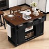 Farmhouse Rolling Kitchen Island Kitchen Storage Cart with Spice Rack, Glass Holders, Towel Rack & Drop Leaf - ModernLuxe - 2 of 4