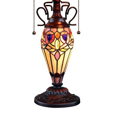 Serenity Victorian Tiffany-Style Bronze Stained Glass Table Lamp