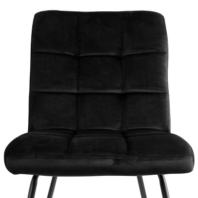 Elama Black Velvet Tufted Accent Chairs with Metal Legs - 2 Piece Set