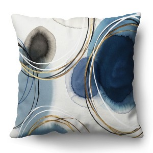 Americanflat 20"x20" Abstract Throw Pillow with Premium Polyester - Blue and White - 1 of 4