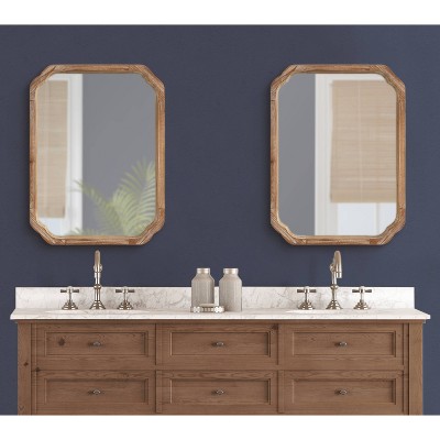 Marston Rustic Brown Solid Wood Rectangular Vanity Mirror