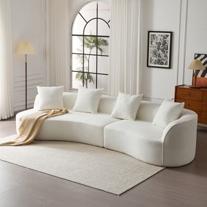 Christopher Knight Home Hailey 126“ Modern Boucle Upholstered 5 Seater Curved Sectional Sofa with Pillows - 1 of 4