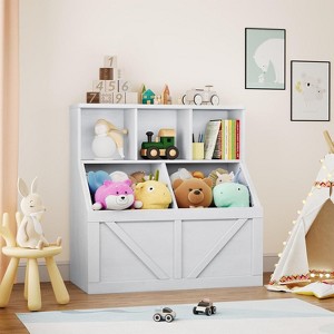Kids Bookshelf and Toy Storage, Kids Toy Storage Organizer, Toddler Bookshelf Toy Storage Cabinet for Playroom, Bedroom, Nursery, Classroom - 1 of 4