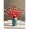 Attop 8pcs Artificial Flowers Red Plum Blossom 21.7'' Fake Winter Sweet Long Stem Plastic Flowers Home Decor - 2 of 4