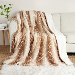 Cozy Bliss Faux Fur Throw Blankets Soft Animal Print Blanket for Couch Bed - 1 of 4