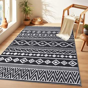 Washable Area Rug, Boho Modern Carpet for Living Room Bedroom, Anti Slip Design