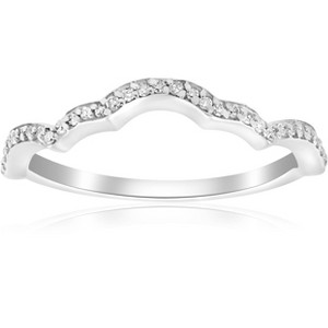 Pompeii3 1/5ct Diamond Curved Wedding Ring Enhancer 14K White Gold - 1 of 4