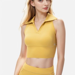 Anna-Kaci Active Women's Sleeveless Collared Crop Top with V-Neckline - 1 of 4