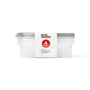 Medium Rectangle Food Storage Containers - 76 fl oz/4ct - Dealworthy™ - 1 of 3