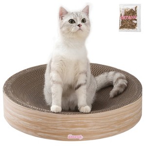 THE LICKER STORE Nelson Modern Cardboard Round Bowl Cat Scratcher with Catnip - 1 of 4