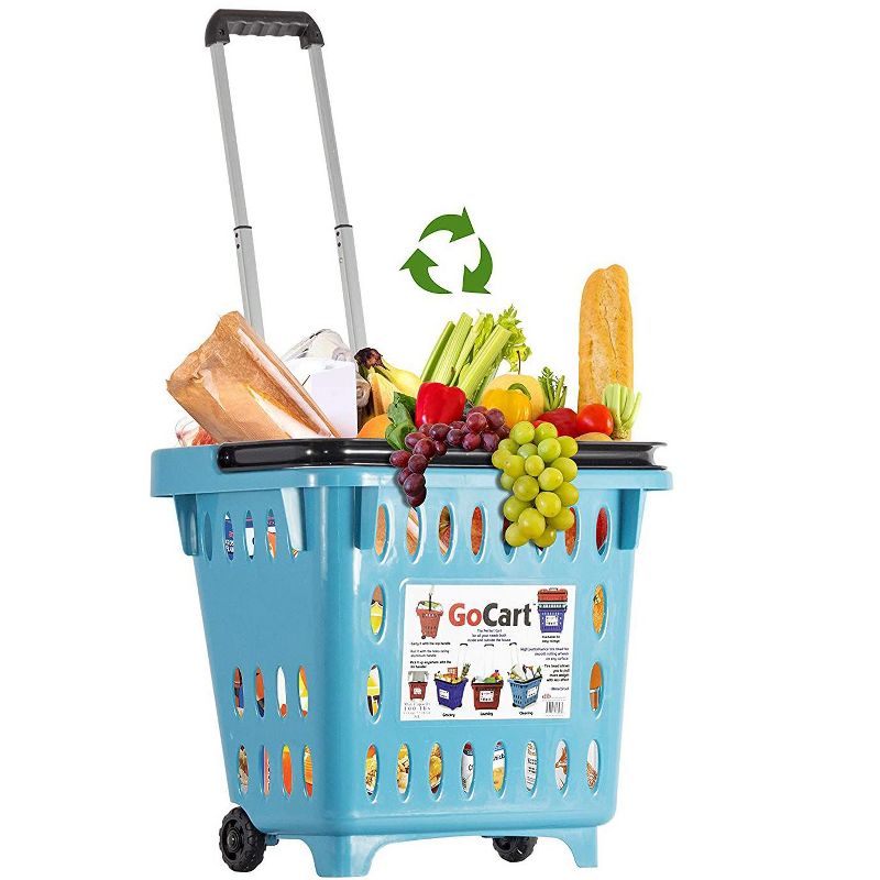 dbest products GoCart, Grocery Cart Shopping Laundry Basket on Wheels, 3 of 6
