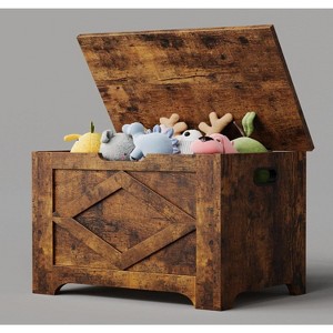 39.4in / 23.6in Storage Chest, Wooden Storage Bench With 2 Safety Hinges, Easy Assembly, Large Toy Chest for Entryway, Living Room, Bedroom - 1 of 1