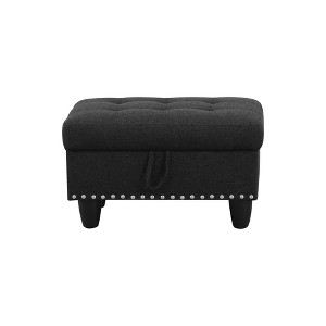 AndMakers 29.1 in. W Deep Gray Linen Rectangle Ottoman with Storage - 1 of 4