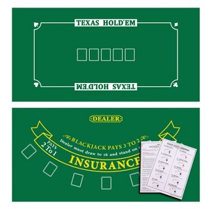 GSE 36" x 72" Double-Sided Casino Layout Felt, Las Vegas Style Tabletop Mat for Parties, Home Entertainment, Poker Game Night - 1 of 4