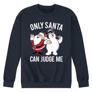 Men's - Frosty the Snowman - Only Santa Can Judge Me Graphic Fleece Sweatshirt - 1 of 4