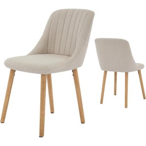 Dining Chairs Set of 2,300LBS Modern Fabric Kitchen Chairs,Comfy from Upholstered,Ergonomic Backrest,Oak Legs for Dining Room Bedroom - 1 of 4